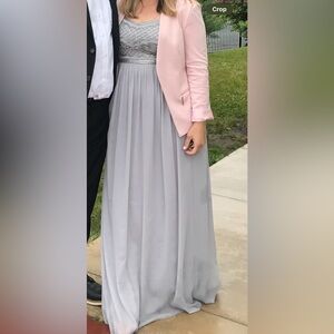 Adrianna Papell  Grey Dress Beaded Long size 10